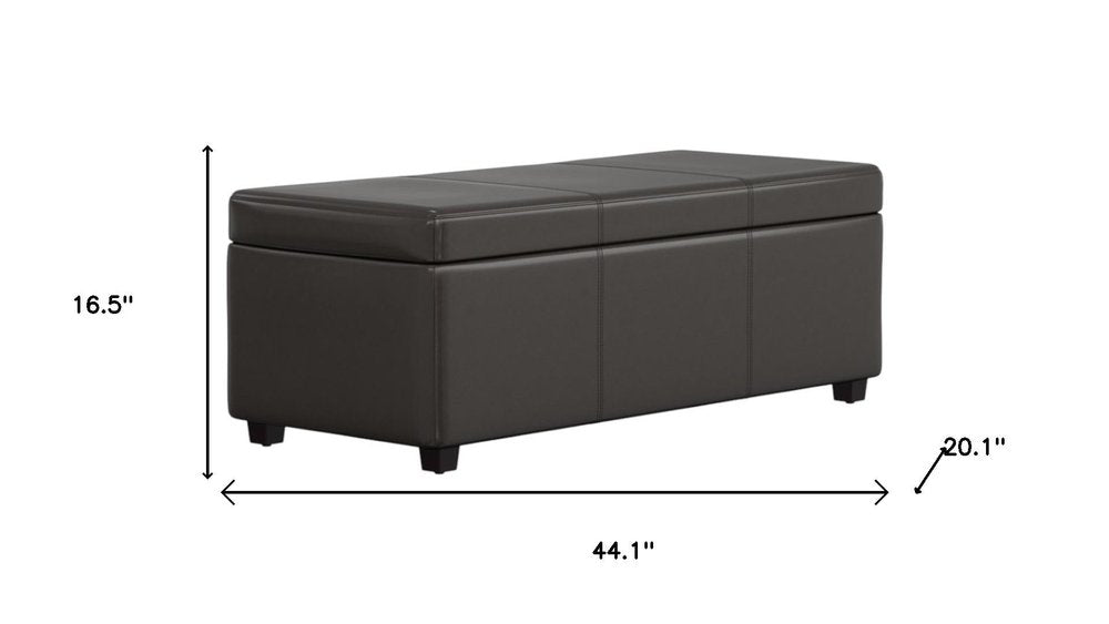44" Brown And Dark Brown Ottoman With Storage HomeRoots