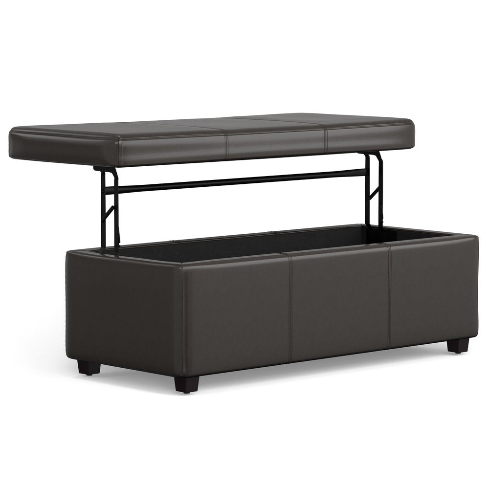 44" Brown And Dark Brown Ottoman With Storage HomeRoots