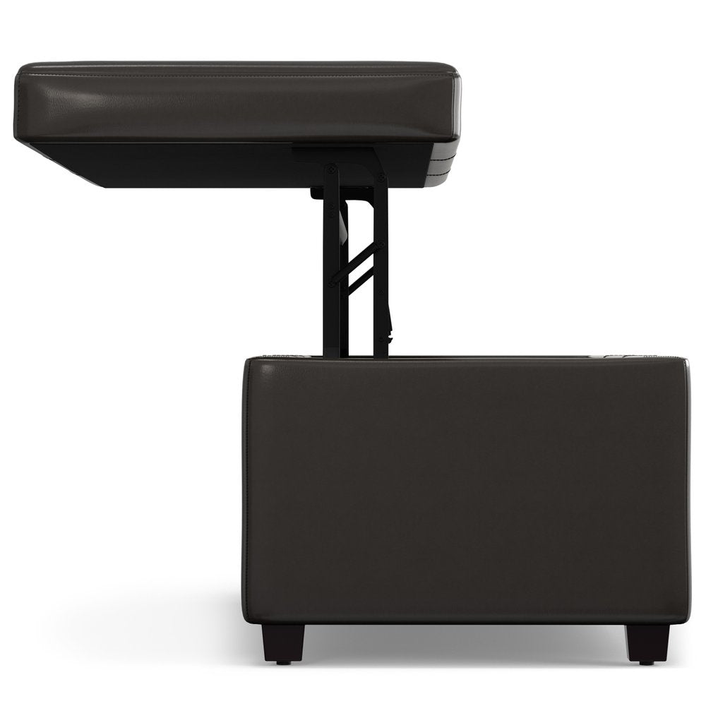 44" Brown And Dark Brown Ottoman With Storage — view 4