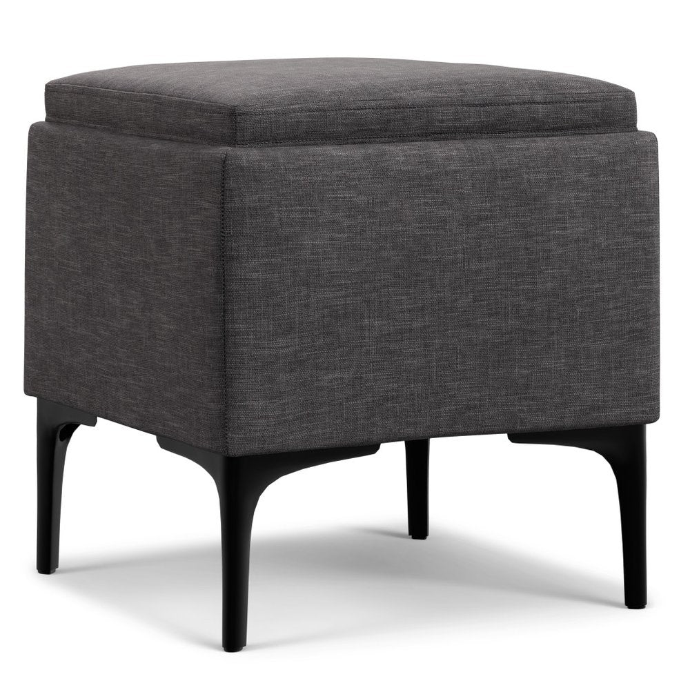 18" Cloud And Black Ottoman With Storage — view 9