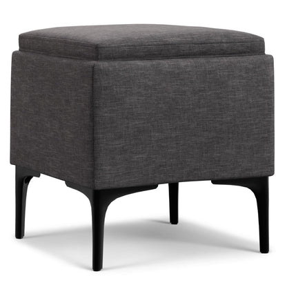 18" Cloud And Black Ottoman With Storage HomeRoots