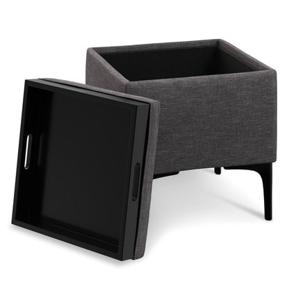 18" Cloud And Black Ottoman With Storage HomeRoots