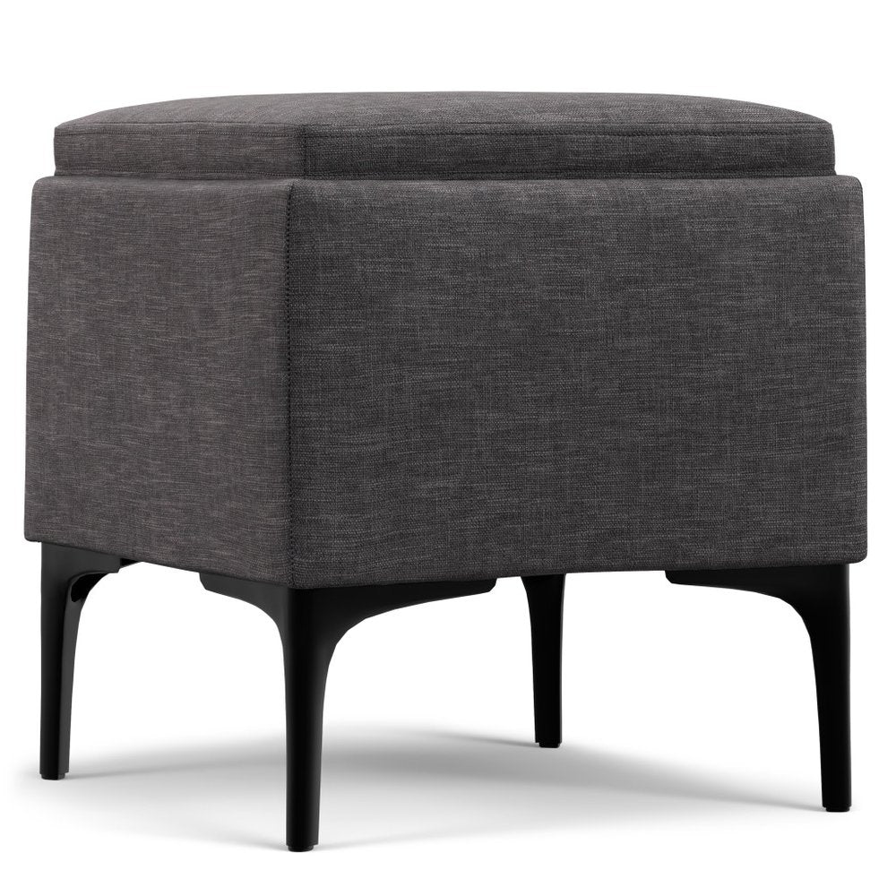 18" Cloud And Black Ottoman With Storage — view 11