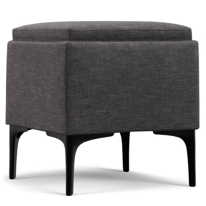 18" Cloud And Black Ottoman With Storage HomeRoots