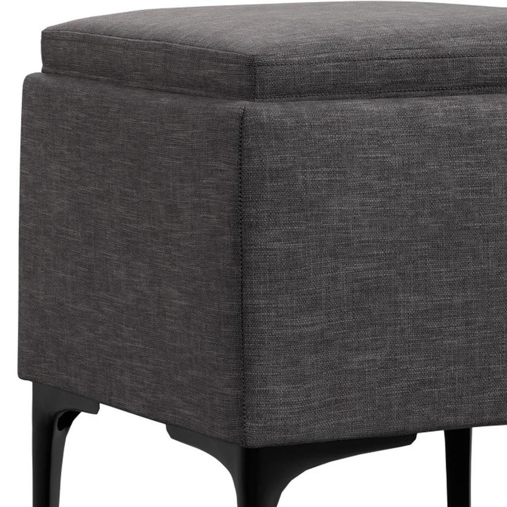 18" Cloud And Black Ottoman With Storage HomeRoots