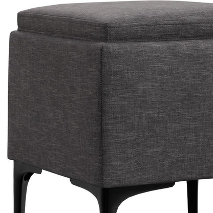 18" Cloud And Black Ottoman With Storage HomeRoots