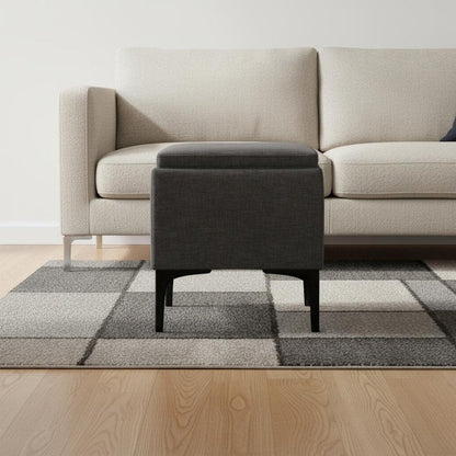 18" Cloud And Black Ottoman With Storage HomeRoots