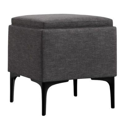 18" Cloud And Black Ottoman With Storage HomeRoots