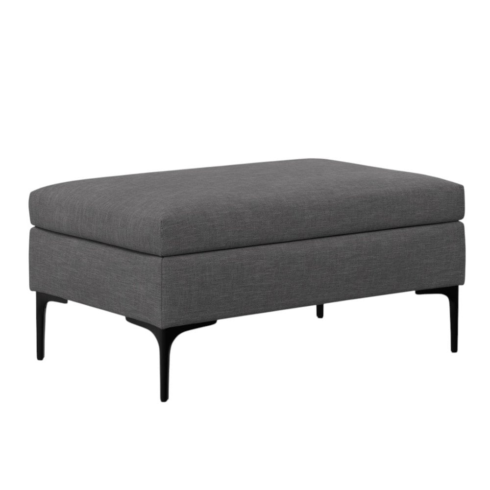 36" Slate Gray And Black Ottoman With Storage — view 2