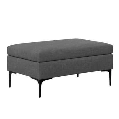36" Slate Gray And Black Ottoman With Storage HomeRoots