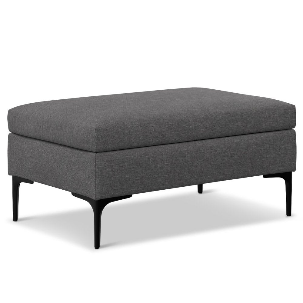 36" Slate Gray And Black Ottoman With Storage — view 3