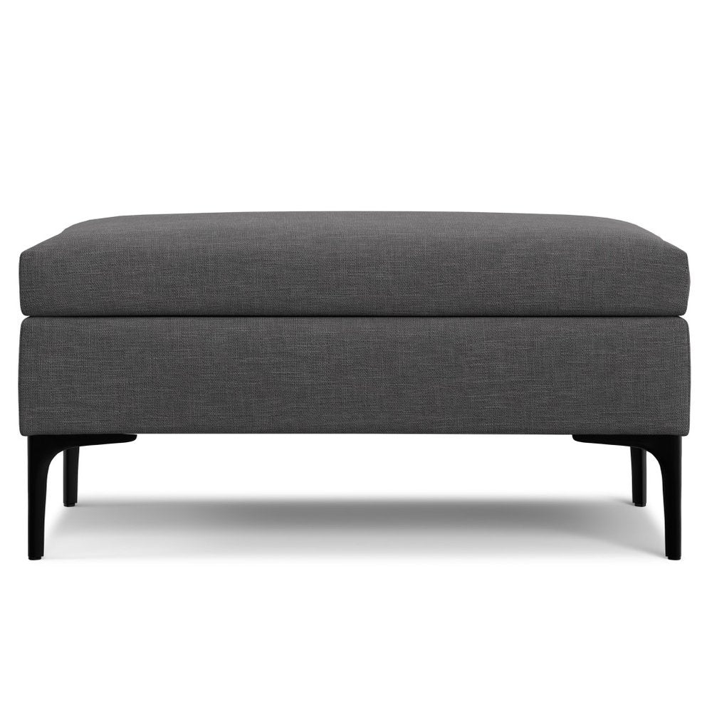 36" Slate Gray And Black Ottoman With Storage HomeRoots
