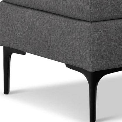 36" Slate Gray And Black Ottoman With Storage HomeRoots