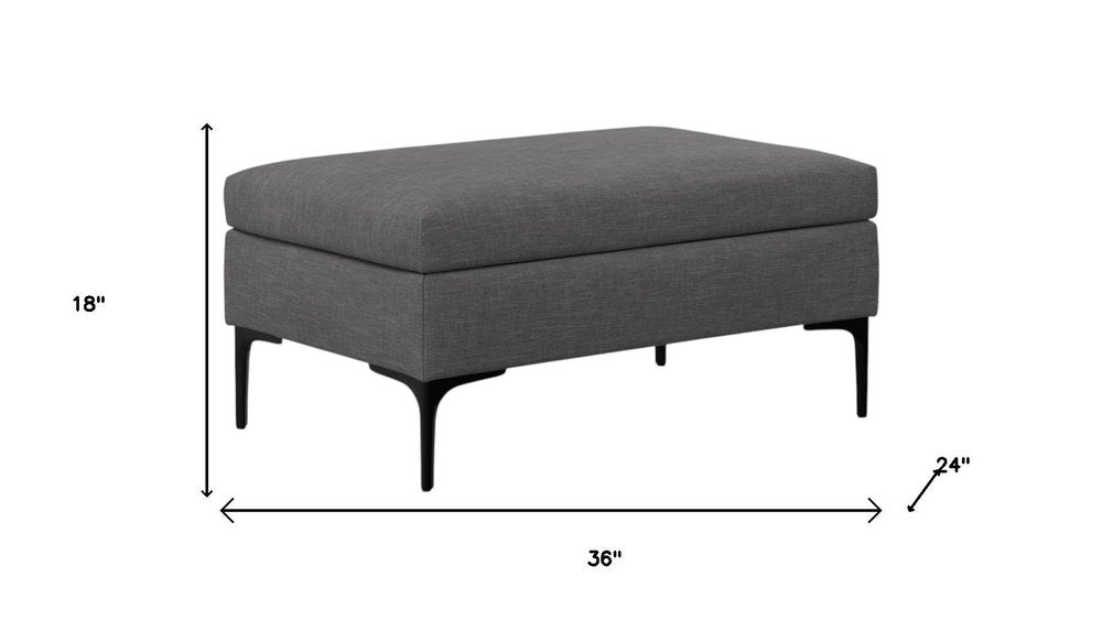 36" Slate Gray And Black Ottoman With Storage — view 8