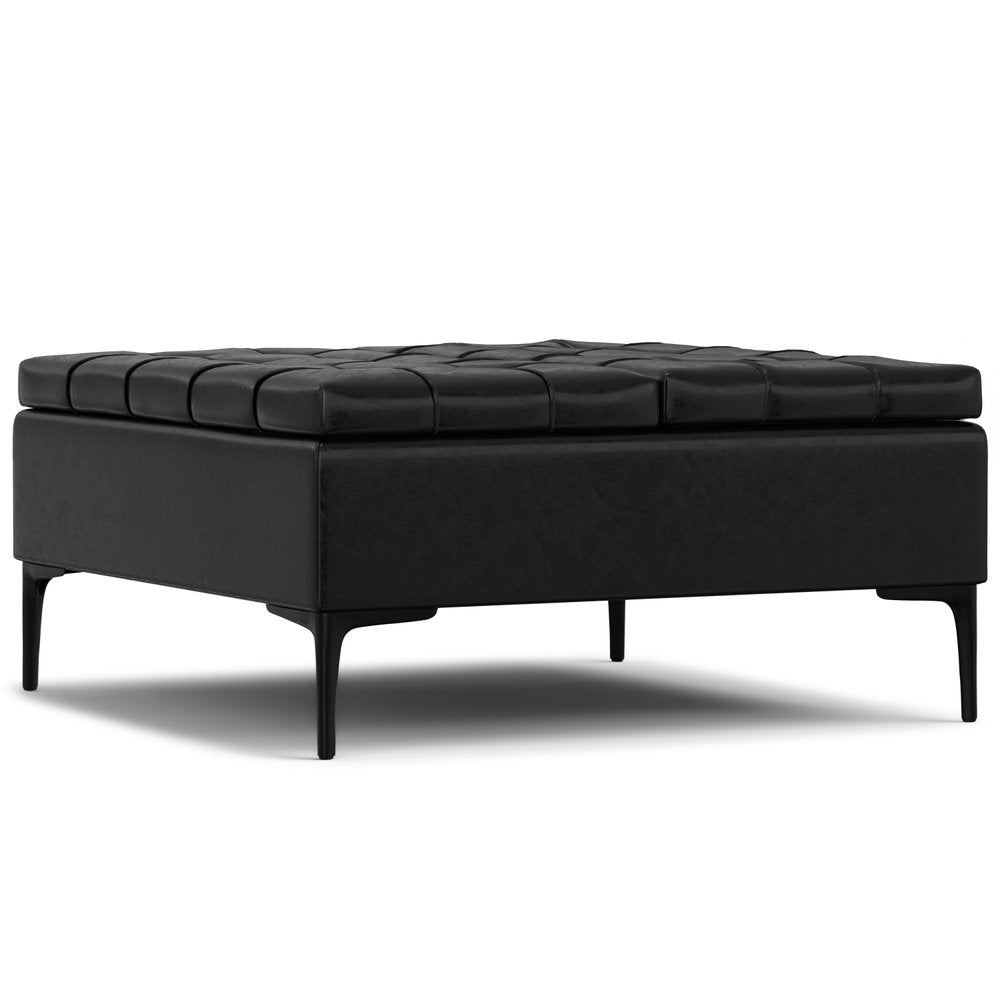 36" Brown And Black Tufted Ottoman With Storage