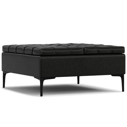 36" Black Tufted Ottoman With Storage HomeRoots