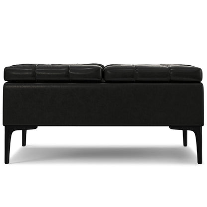 36" Brown And Black Tufted Ottoman With Storage