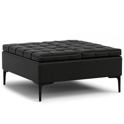 36" Black Tufted Ottoman With Storage HomeRoots
