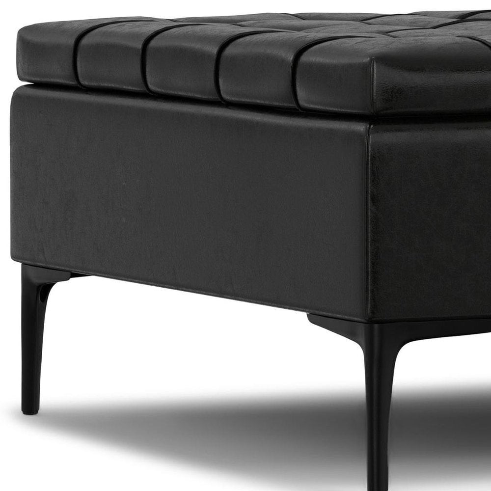 36" Black Tufted Ottoman With Storage — view 13