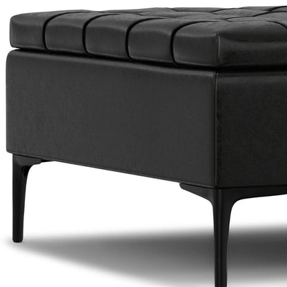 36" Black Tufted Ottoman With Storage HomeRoots