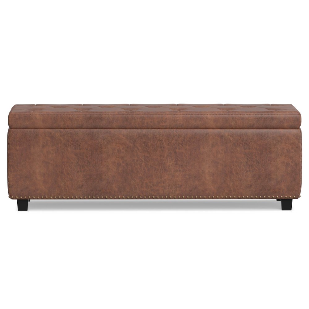 48" Brown And Dark Brown Tufted Ottoman With Storage HomeRoots