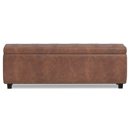 48" Brown And Dark Brown Tufted Ottoman With Storage HomeRoots
