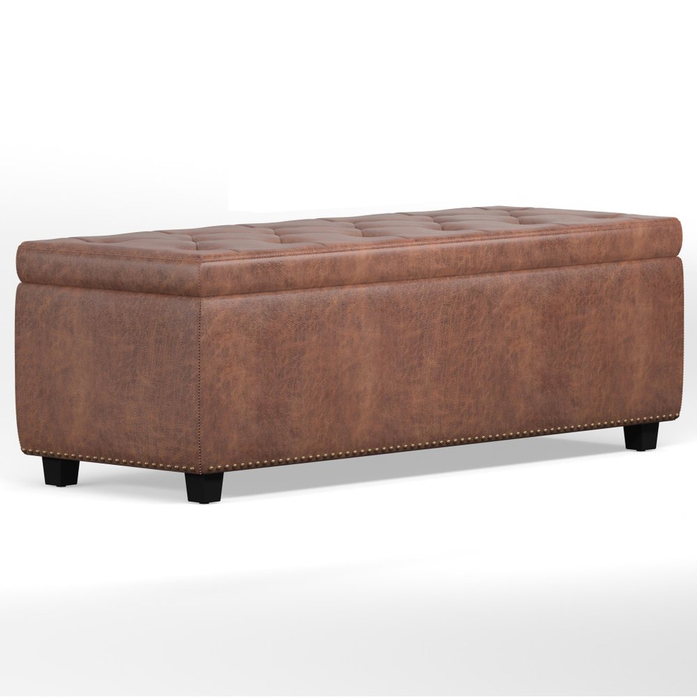 48" Brown And Dark Brown Tufted Ottoman With Storage — view 13