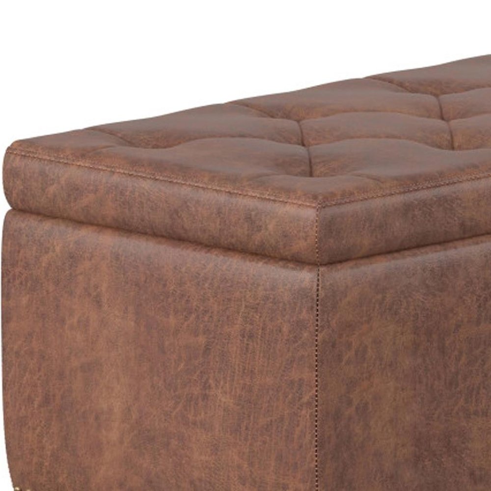 48" Brown And Dark Brown Tufted Ottoman With Storage — view 14
