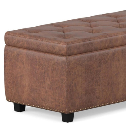 48" Brown And Dark Brown Tufted Ottoman With Storage HomeRoots