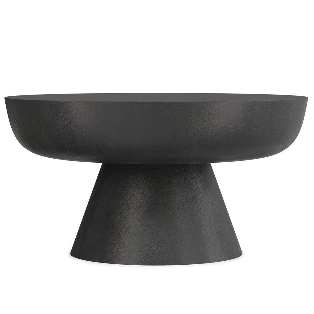 30" Black Aluminum Round Solid Coffee Table HomeRoots