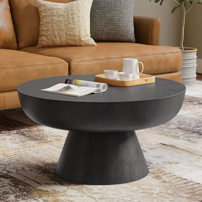 30" Black Aluminum Round Solid Coffee Table HomeRoots