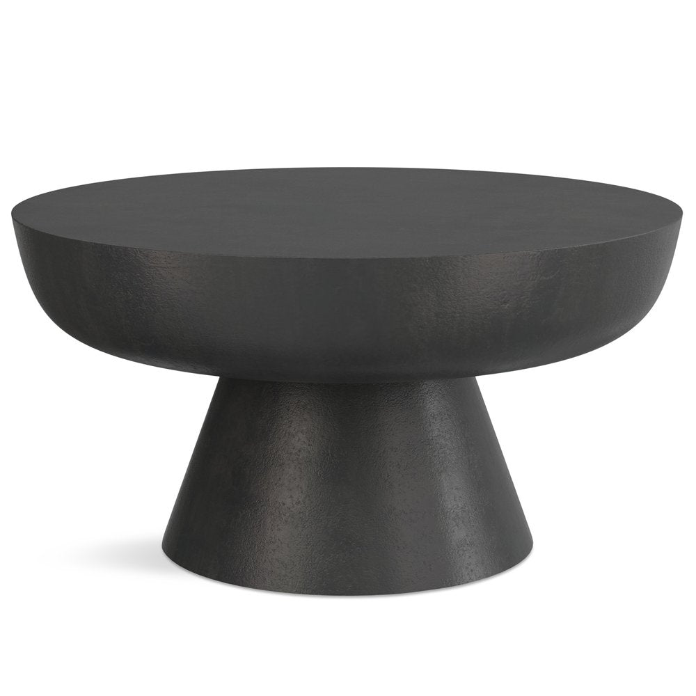 30" Black Aluminum Round Solid Coffee Table HomeRoots
