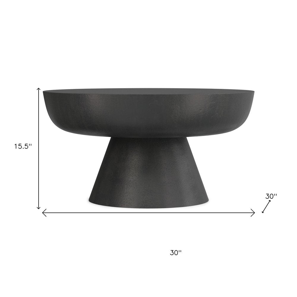 30" Black Aluminum Round Solid Coffee Table HomeRoots