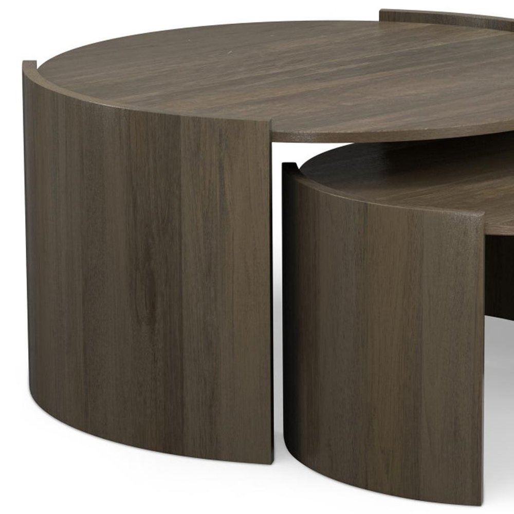 Set Of Two Ash Gray Solid Wood Round Solid Nested Coffee Tables HomeRoots