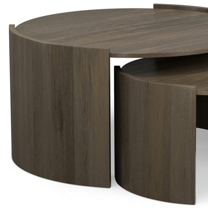 Set Of Two Ash Gray Solid Wood Round Solid Nested Coffee Tables HomeRoots