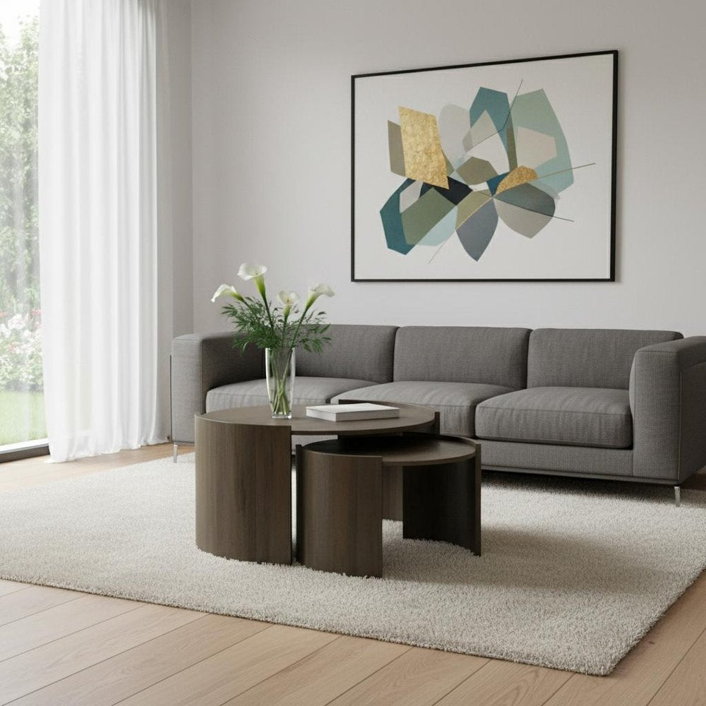 32" Gray Solid Wood Round Solid Coffee Table HomeRoots