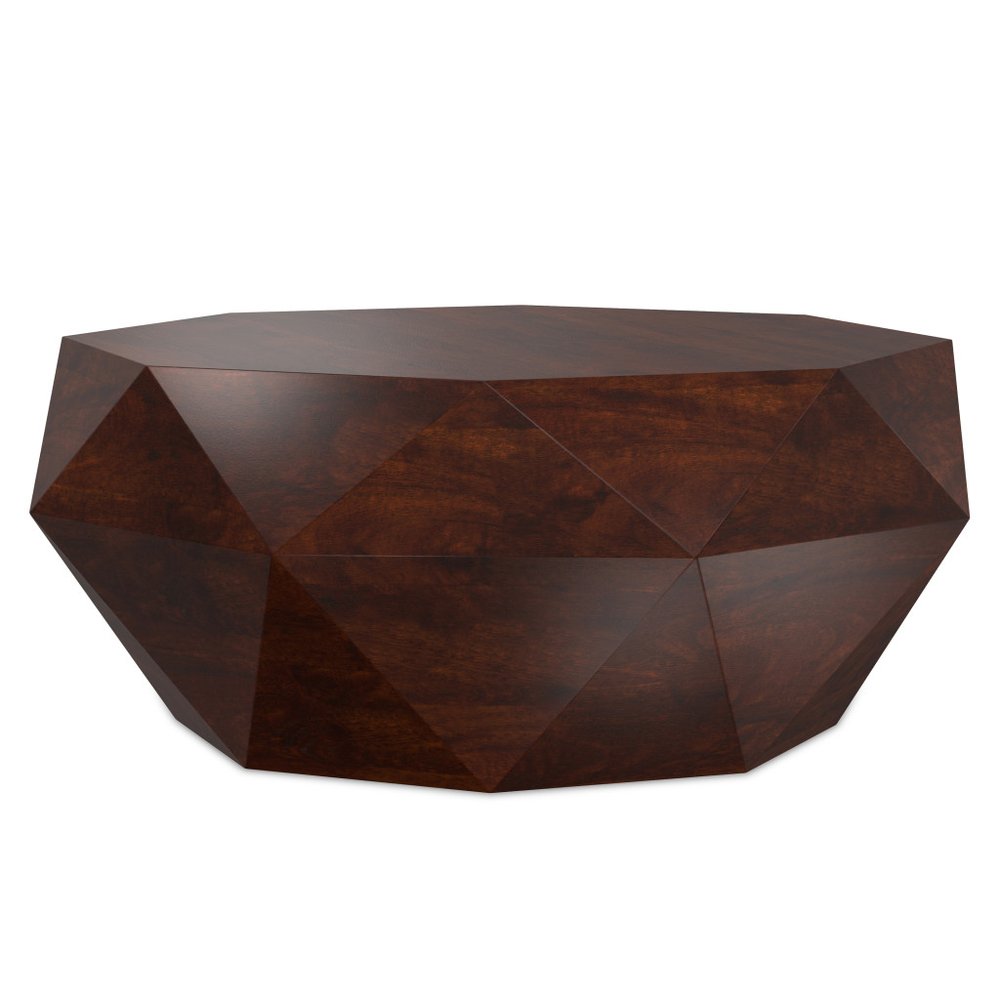 35" Brown Solid Wood Free Form Solid Coffee Table HomeRoots