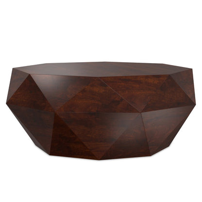 35" Brown Solid Wood Free Form Solid Coffee Table HomeRoots