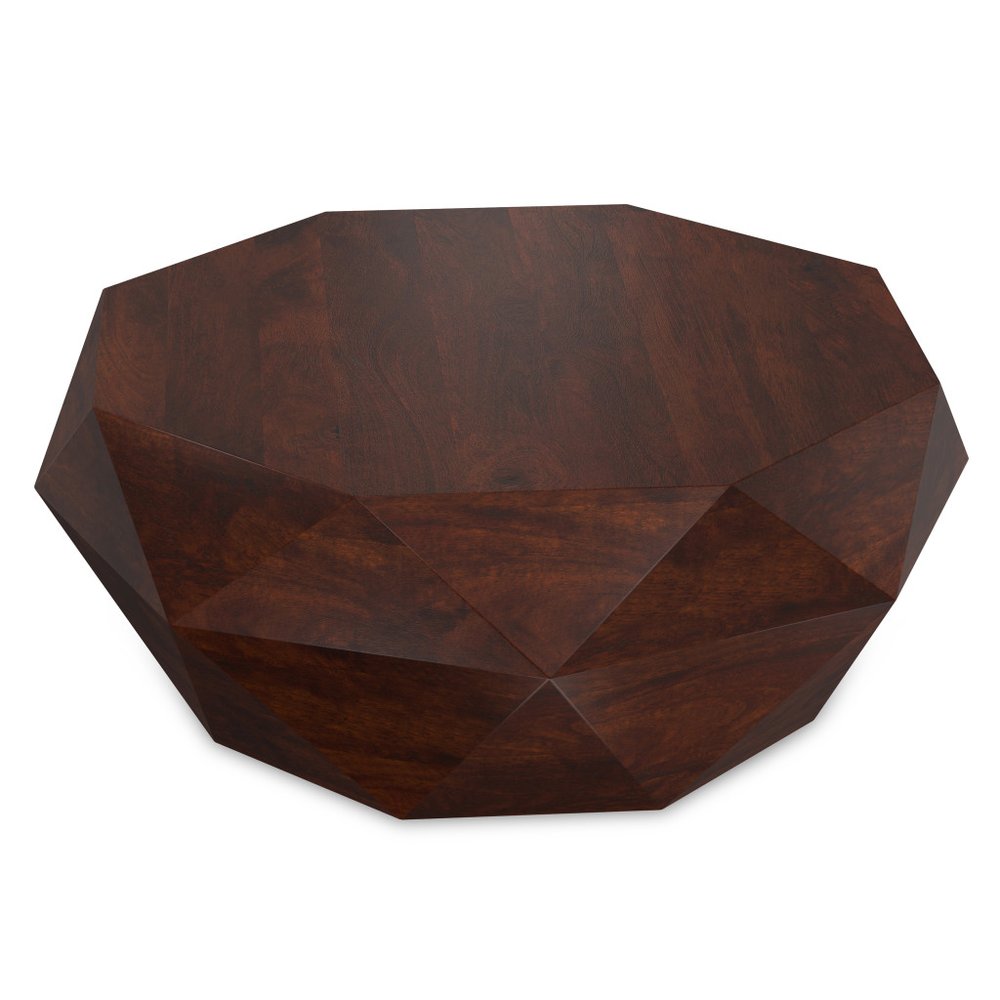 35" Brown Solid Wood Free Form Solid Coffee Table HomeRoots