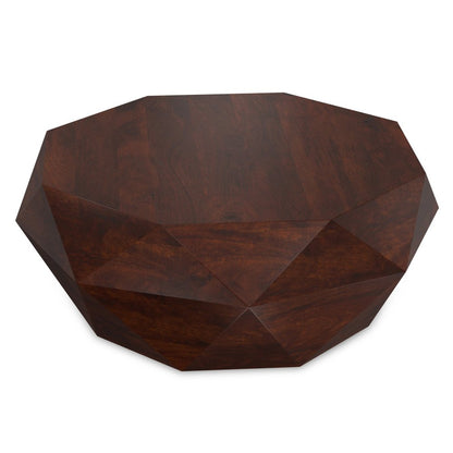 35" Brown Solid Wood Free Form Solid Coffee Table HomeRoots