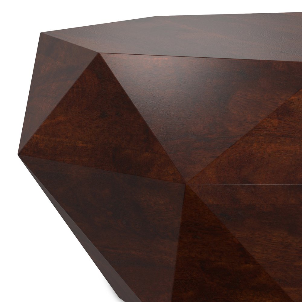 35" Brown Solid Wood Free Form Solid Coffee Table HomeRoots