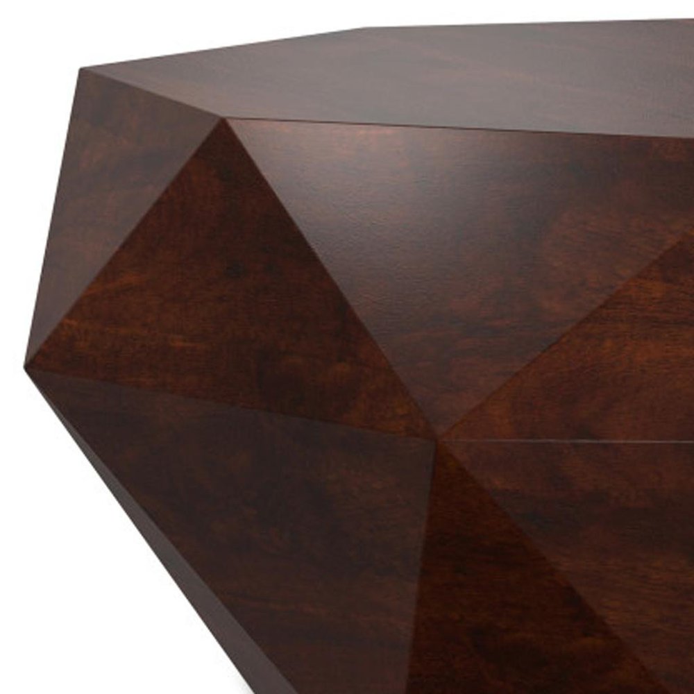 35" Brown Solid Wood Free Form Solid Coffee Table HomeRoots