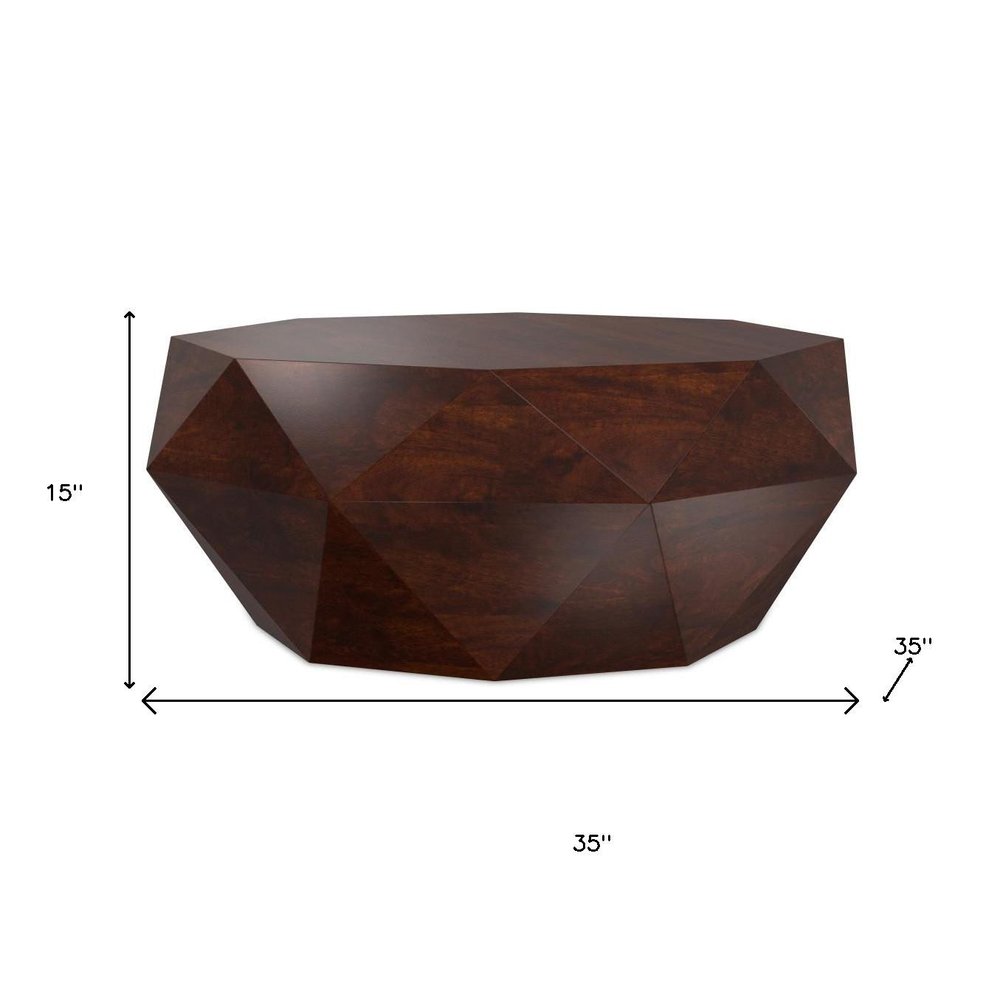35" Brown Solid Wood Free Form Solid Coffee Table HomeRoots