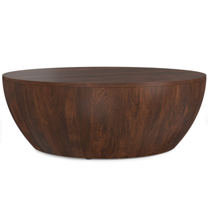 34" Brown Solid Wood Round Solid Coffee Table HomeRoots