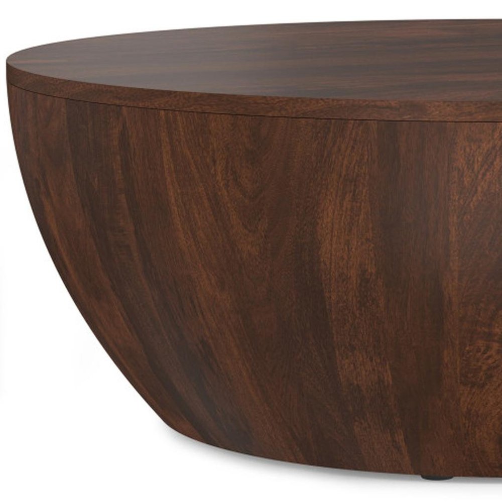 34" Brown Solid Wood Round Solid Coffee Table HomeRoots