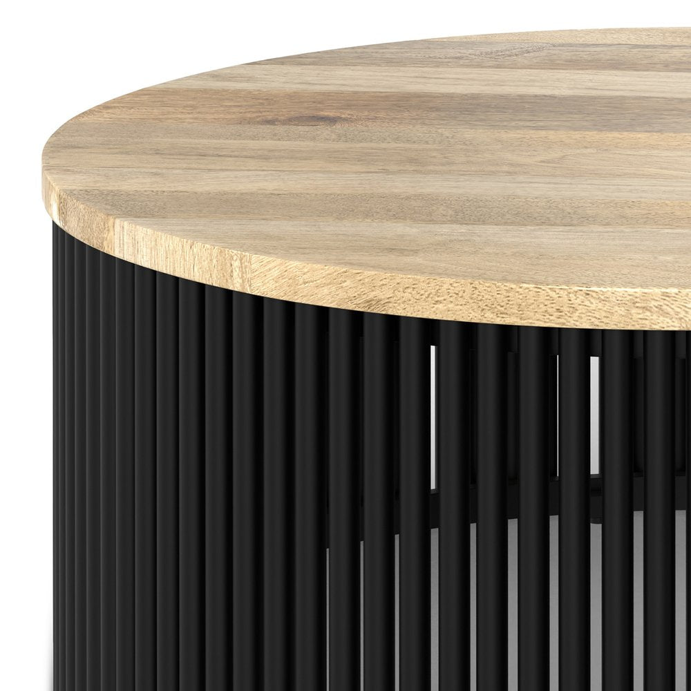 35" Black Solid Wood Round Solid Coffee Table HomeRoots