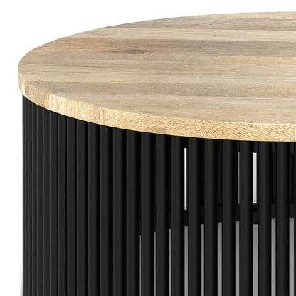 35" Black Solid Wood Round Solid Coffee Table HomeRoots