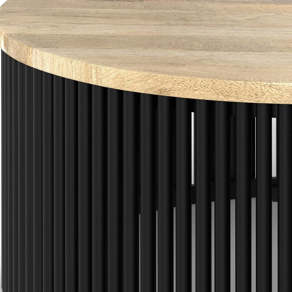 35" Black Solid Wood Round Solid Coffee Table HomeRoots