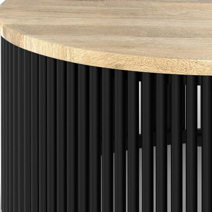 35" Black Solid Wood Round Solid Coffee Table HomeRoots