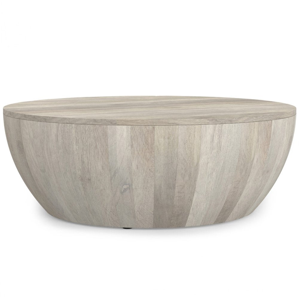 34" White Solid Wood Round Solid Coffee Table HomeRoots